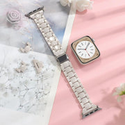 For Apple Watch 42mm / 41mm / 40mm / 38mm Small Waist Rhombus Three-bead Resin Watch Band(Milk Tea)
