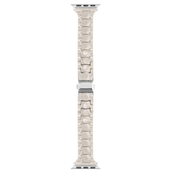 For Apple Watch 42mm / 41mm / 40mm / 38mm Small Waist Rhombus Three-bead Resin Watch Band(Milk Tea)