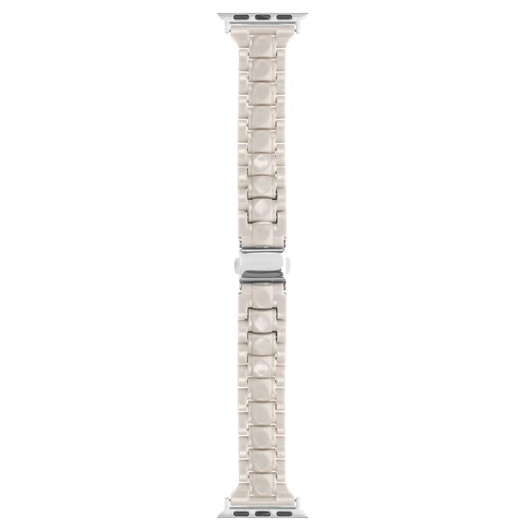 For Apple Watch 42mm / 41mm / 40mm / 38mm Small Waist Rhombus Three-bead Resin Watch Band(Milk Tea)