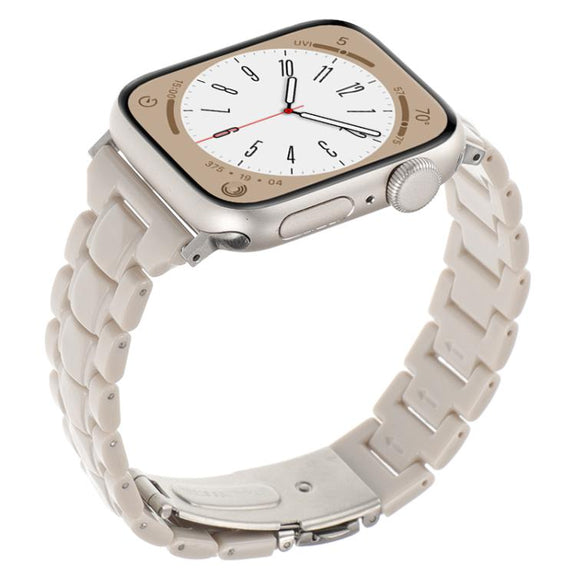 For Apple Watch 42mm / 41mm / 40mm / 38mm Small Waist Rhombus Three-bead Resin Watch Band(Milk Tea)