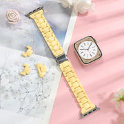 For Apple Watch 42mm / 41mm / 40mm / 38mm Small Waist Rhombus Three-bead Resin Watch Band(Lemon Yellow)