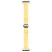 For Apple Watch 42mm / 41mm / 40mm / 38mm Small Waist Rhombus Three-bead Resin Watch Band(Lemon Yellow)