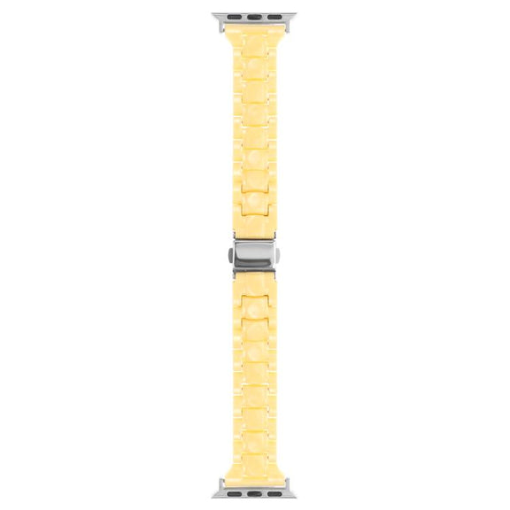 For Apple Watch 42mm / 41mm / 40mm / 38mm Small Waist Rhombus Three-bead Resin Watch Band(Lemon Yellow)