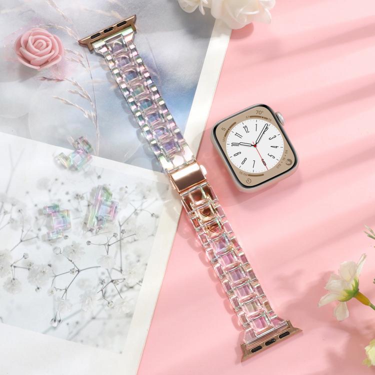 For Apple Watch 42mm / 41mm / 40mm / 38mm Small Waist Rhombus Three-bead Resin Watch Band(Colorful)