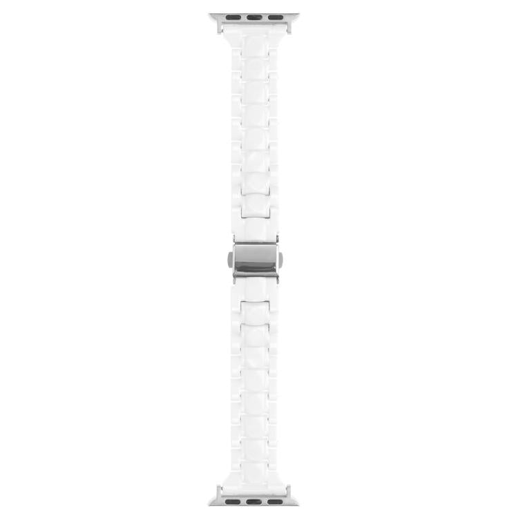 For Apple Watch 42mm / 41mm / 40mm / 38mm Small Waist Rhombus Three-bead Resin Watch Band(White)