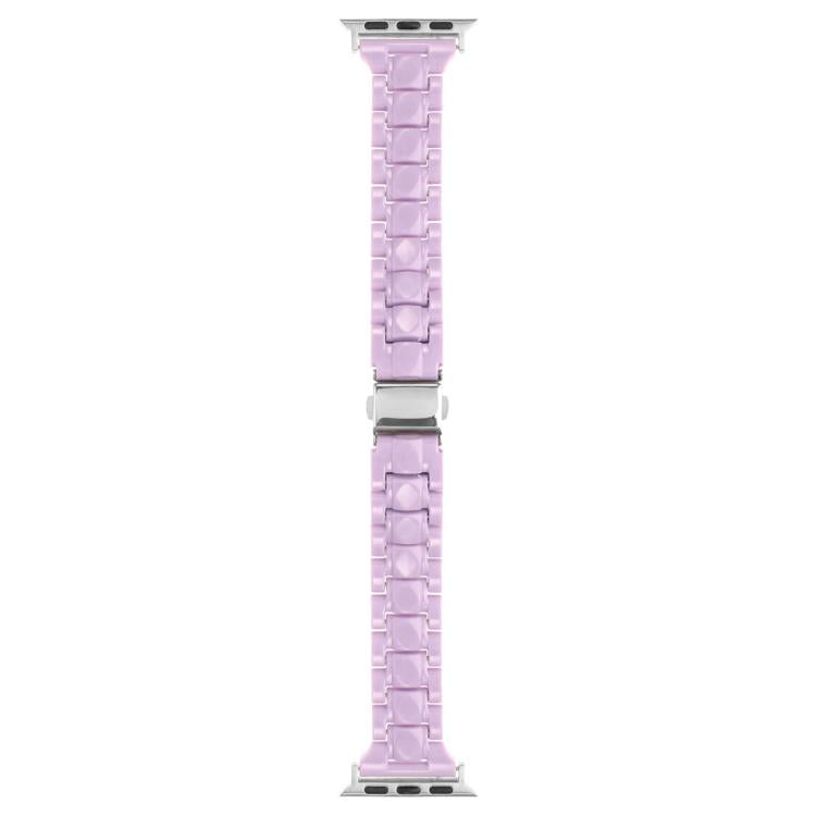 For Apple Watch 42mm / 41mm / 40mm / 38mm Small Waist Rhombus Three-bead Resin Watch Band(Purple)