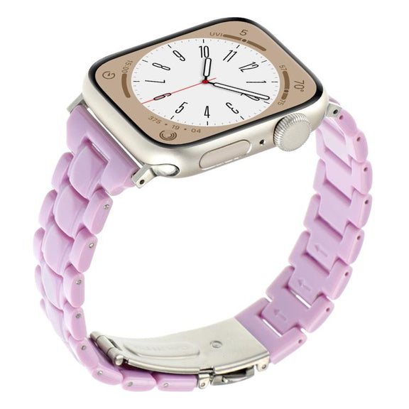 For Apple Watch 42mm / 41mm / 40mm / 38mm Small Waist Rhombus Three-bead Resin Watch Band(Purple)