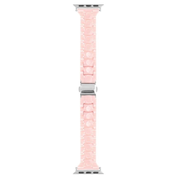 For Apple Watch 42mm / 41mm / 40mm / 38mm Small Waist Rhombus Three-bead Resin Watch Band(Pink)