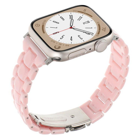 For Apple Watch 42mm / 41mm / 40mm / 38mm Small Waist Rhombus Three-bead Resin Watch Band(Pink)