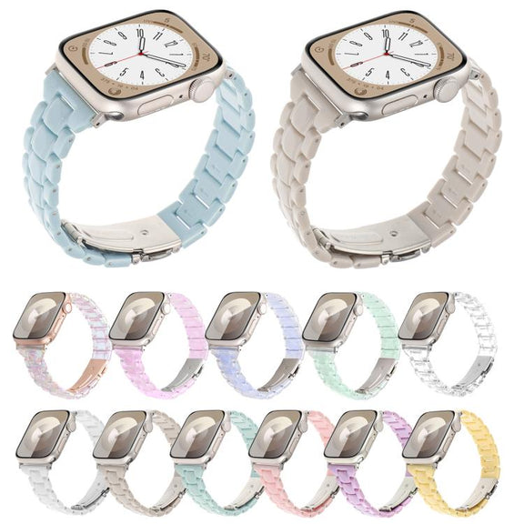 For Apple Watch 46mm / 49mm / 45mm / 44mm Small Waist Rhombus Three-bead Resin Watch Band(White)