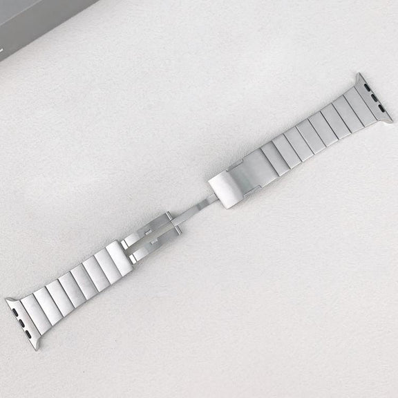 For Apple Watch 46mm / 49mm / 45mm / 44mm Single Bead Side-removable Stainless Steel Watch Band(Silver)