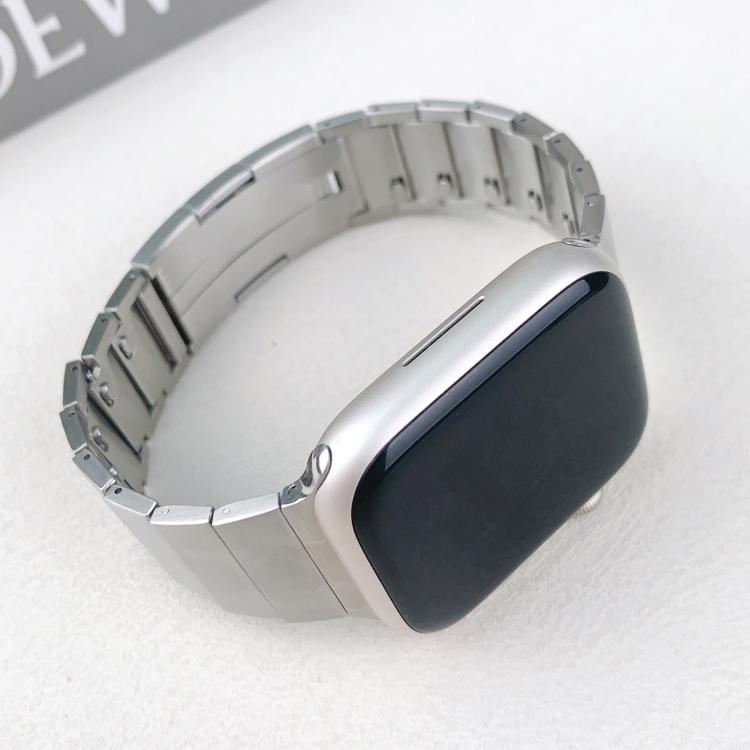 For Apple Watch 46mm / 49mm / 45mm / 44mm Single Bead Side-removable Stainless Steel Watch Band(Silver)