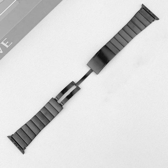 For Apple Watch 42mm / 41mm / 40mm / 38mm Single Bead Side-removable Stainless Steel Watch Band(Black)