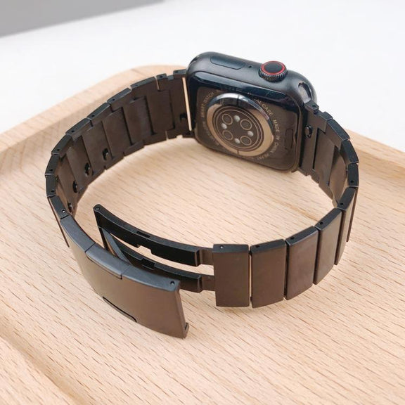 For Apple Watch 42mm / 41mm / 40mm / 38mm Single Bead Side-removable Stainless Steel Watch Band(Black)