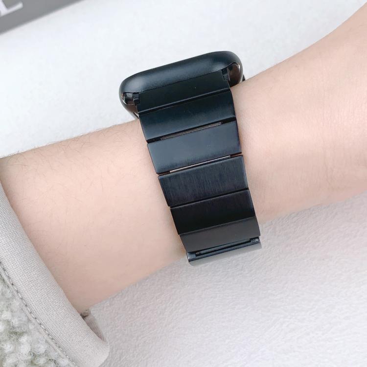 For Apple Watch 42mm / 41mm / 40mm / 38mm Single Bead Side-removable Stainless Steel Watch Band(Black)