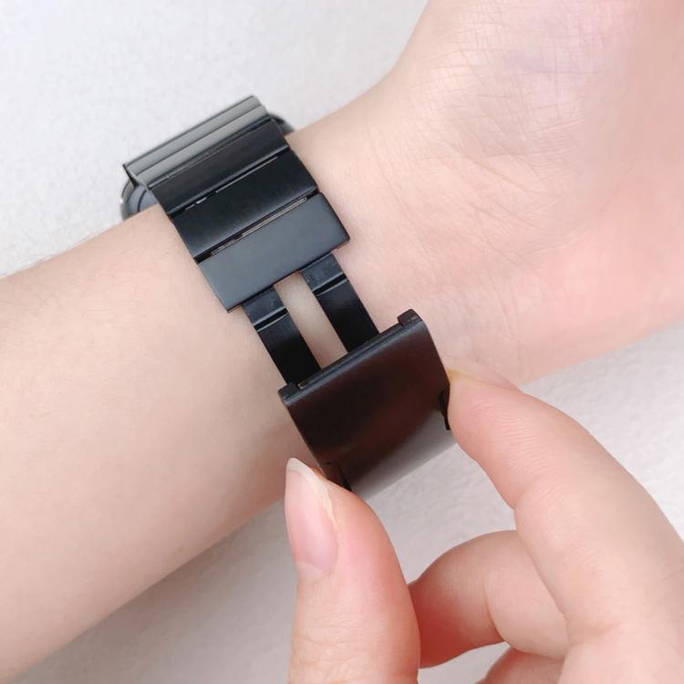 For Apple Watch 46mm / 49mm / 45mm / 44mm Single Bead Side-removable Stainless Steel Watch Band(Black)