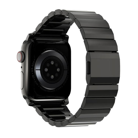 For Apple Watch 46mm / 49mm / 45mm / 44mm Norman Clasp One-Bead Stainless Steel Watch Band(Black)