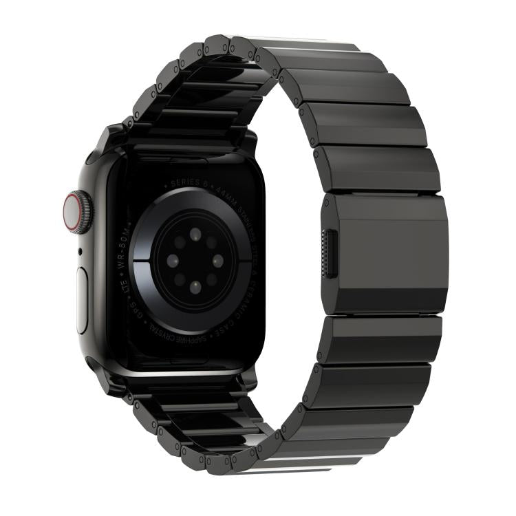 For Apple Watch 46mm / 49mm / 45mm / 44mm Norman Clasp One-Bead Stainless Steel Watch Band(Black)