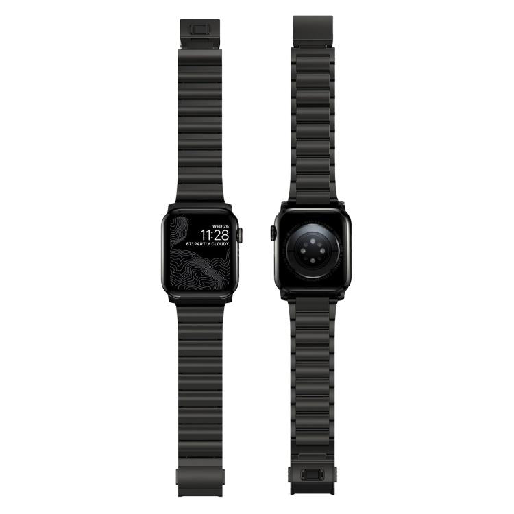 For Apple Watch 46mm / 49mm / 45mm / 44mm Norman Clasp One-Bead Stainless Steel Watch Band(Black)