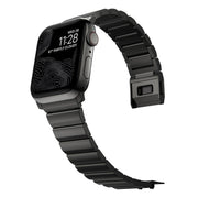 For Apple Watch 46mm / 49mm / 45mm / 44mm Norman Clasp One-Bead Stainless Steel Watch Band(Black)
