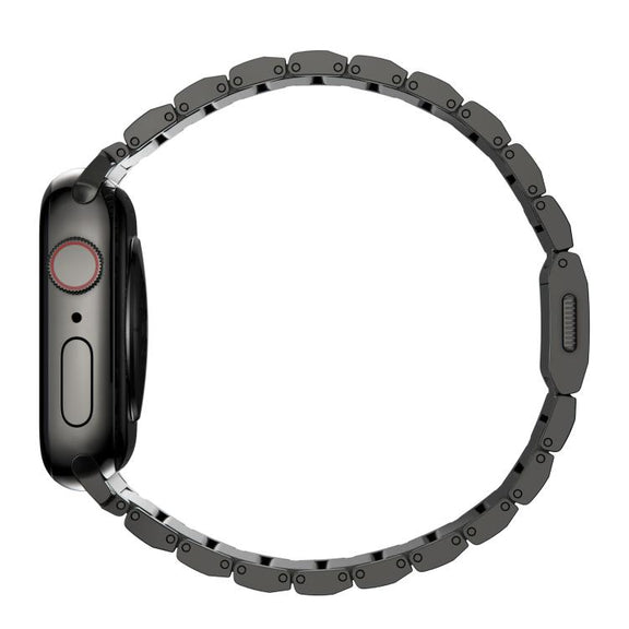 For Apple Watch 46mm / 49mm / 45mm / 44mm Norman Clasp One-Bead Stainless Steel Watch Band(Black)