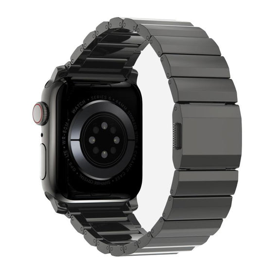 For Apple Watch 46mm / 49mm / 45mm / 44mm Norman Clasp One-Bead Stainless Steel Watch Band(Tin Color)