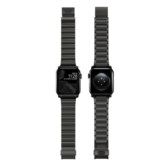 For Apple Watch 46mm / 49mm / 45mm / 44mm Norman Clasp One-Bead Stainless Steel Watch Band(Tin Color)