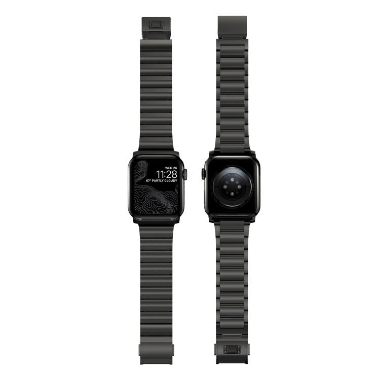 For Apple Watch 46mm / 49mm / 45mm / 44mm Norman Clasp One-Bead Stainless Steel Watch Band(Tin Color)
