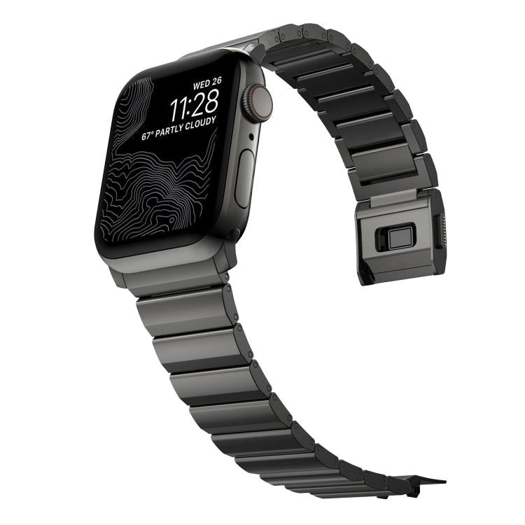 For Apple Watch 46mm / 49mm / 45mm / 44mm Norman Clasp One-Bead Stainless Steel Watch Band(Tin Color)
