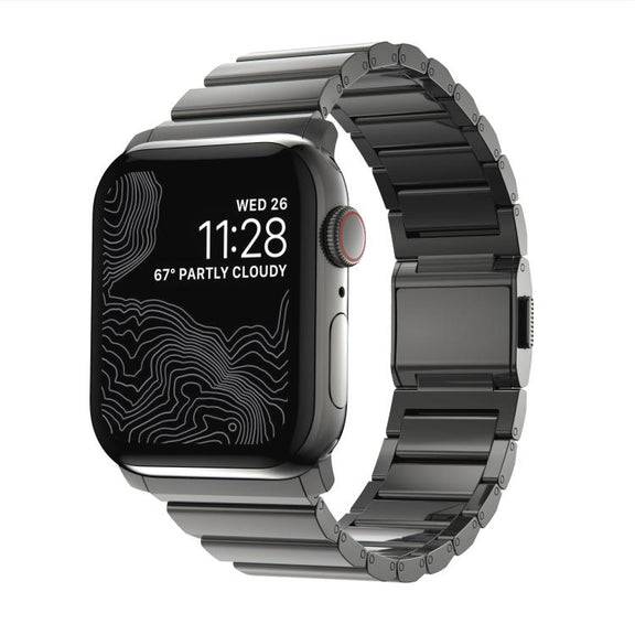 For Apple Watch 46mm / 49mm / 45mm / 44mm Norman Clasp One-Bead Stainless Steel Watch Band(Tin Color)