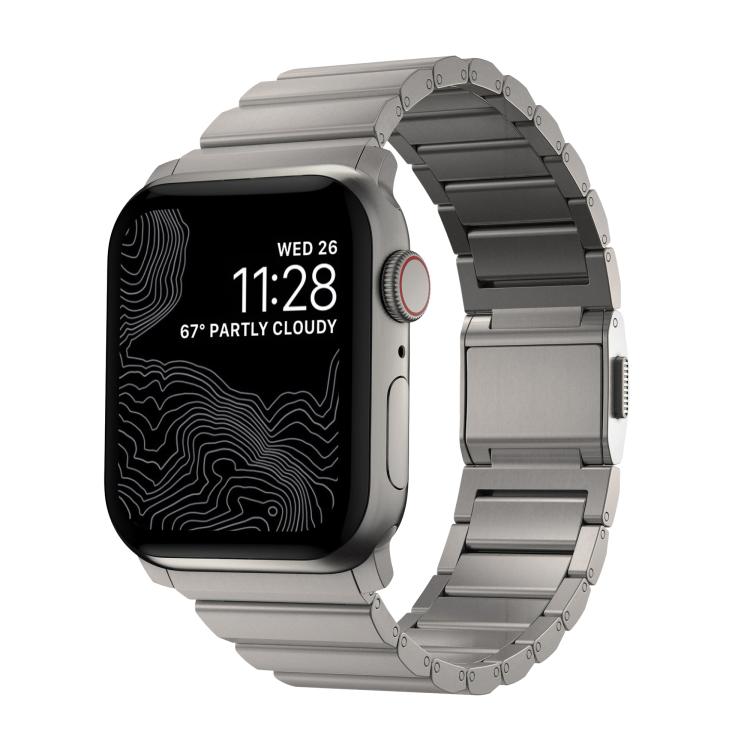 For Apple Watch 46mm / 49mm / 45mm / 44mm Norman Clasp One-Bead Stainless Steel Watch Band(Titanium) - free shipping - PMc TechLife - Order now!