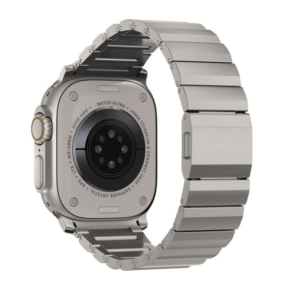For Apple Watch 46mm / 49mm / 45mm / 44mm Norman Clasp One-Bead Stainless Steel Watch Band(Titanium)