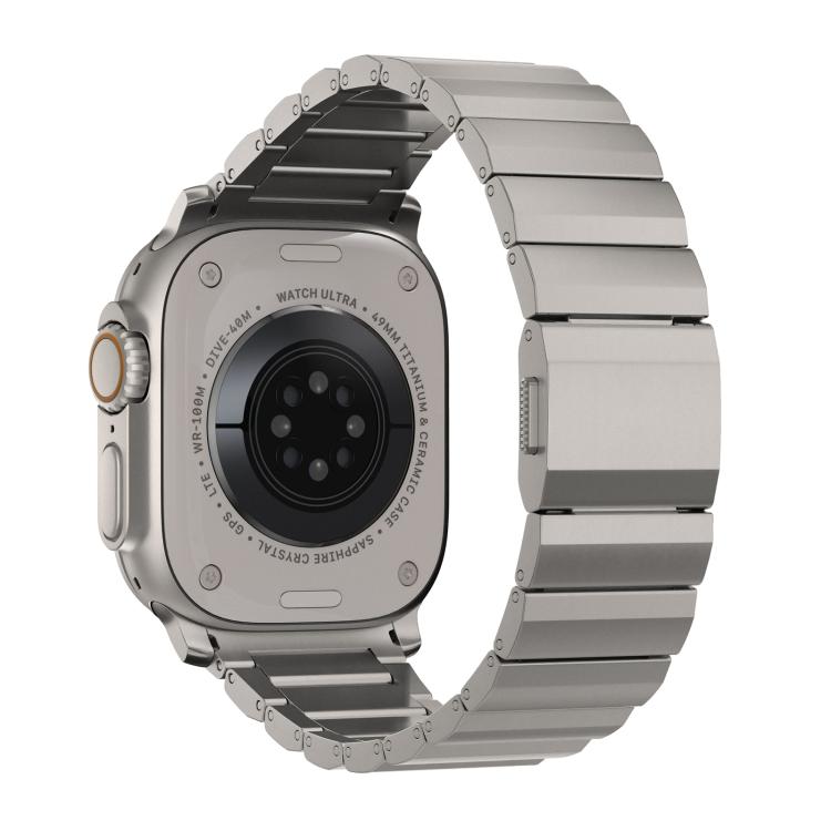 For Apple Watch 46mm / 49mm / 45mm / 44mm Norman Clasp One-Bead Stainless Steel Watch Band(Titanium)