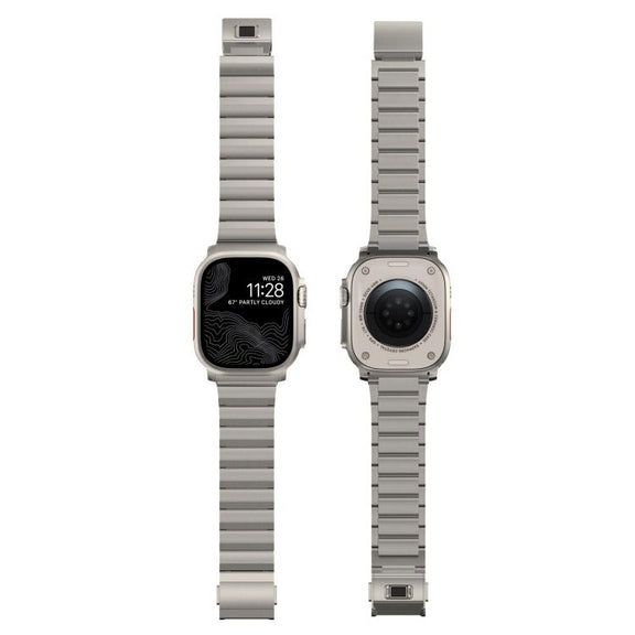 For Apple Watch 46mm / 49mm / 45mm / 44mm Norman Clasp One-Bead Stainless Steel Watch Band(Titanium)