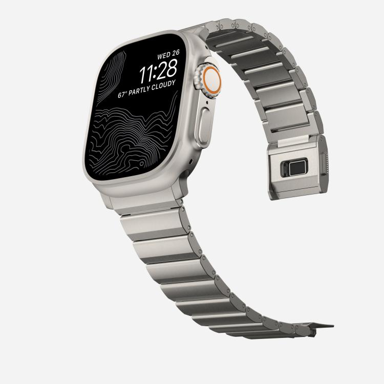 For Apple Watch 46mm / 49mm / 45mm / 44mm Norman Clasp One-Bead Stainless Steel Watch Band(Titanium)