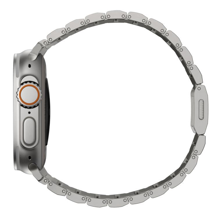 For Apple Watch 46mm / 49mm / 45mm / 44mm Norman Clasp One-Bead Stainless Steel Watch Band(Titanium)
