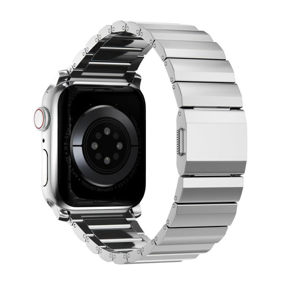 For Apple Watch 46mm / 49mm / 45mm / 44mm Norman Clasp One-Bead Stainless Steel Watch Band(Silver)