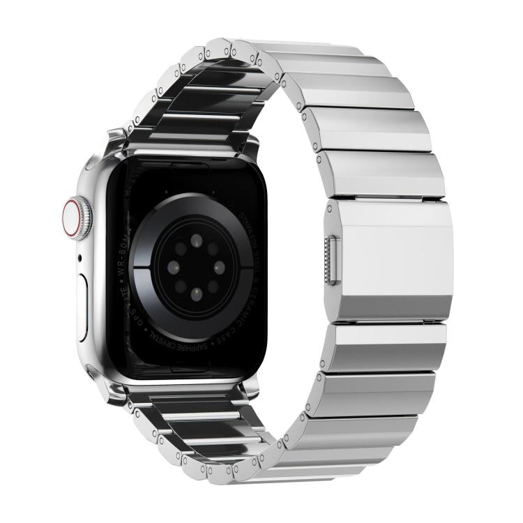 For Apple Watch 46mm / 49mm / 45mm / 44mm Norman Clasp One-Bead Stainless Steel Watch Band(Silver)