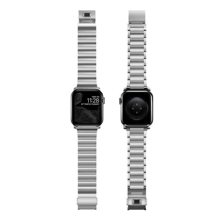 For Apple Watch 46mm / 49mm / 45mm / 44mm Norman Clasp One-Bead Stainless Steel Watch Band(Silver)
