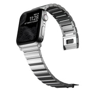 For Apple Watch 46mm / 49mm / 45mm / 44mm Norman Clasp One-Bead Stainless Steel Watch Band(Silver)