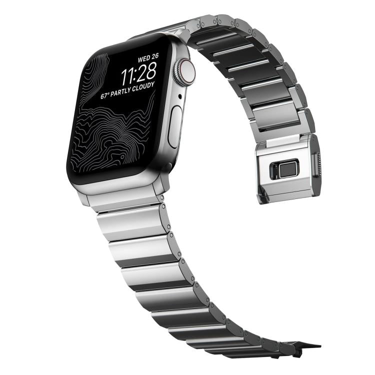 For Apple Watch 46mm / 49mm / 45mm / 44mm Norman Clasp One-Bead Stainless Steel Watch Band(Silver)