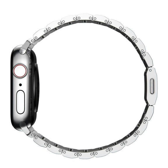 For Apple Watch 46mm / 49mm / 45mm / 44mm Norman Clasp One-Bead Stainless Steel Watch Band(Silver)