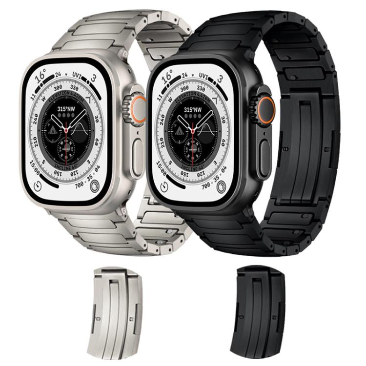 For Apple Watch 46mm / 49mm / 45mm / 44mm Integrated I-Shaped Quick Release Titanium Alloy Watch Band(Black) - Watch Bands by PMc TechLife | Online Shopping South Africa | PMc TechLife | Buy Now Pay Later Mobicred