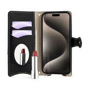 For  Fujitsu Arrows We2 Plus F-51E Crossbody Chain Fishtail Litchi Leather Phone Case(Black)