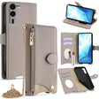 For  Fujitsu Arrows We2 Plus F-51E Crossbody Chain Fishtail Litchi Leather Phone Case(Grey) - More Brand by PMC TechLife | Online Shopping South Africa | PMC TechLife | Buy Now Pay Later Mobicred