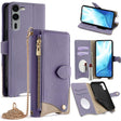 For  Fujitsu Arrows We2 Plus F-51E Crossbody Chain Fishtail Litchi Leather Phone Case(Purple) - free shipping - PMC TechLife - Order now!