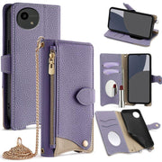 For Sharp Aquos wish4 Crossbody Chain Fishtail Litchi Leather Phone Case(Purple)