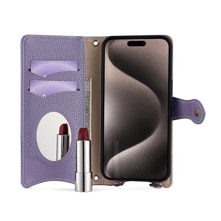 For Sharp Aquos wish4 Crossbody Chain Fishtail Litchi Leather Phone Case(Purple)