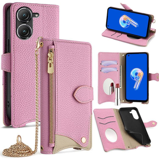 For Asus Zenfone 9 / Zenfone 10 Crossbody Chain Fishtail Litchi Leather Phone Case(Pink) - ASUS Cases by PMC Jewellery | Online Shopping South Africa | PMC Jewellery | Buy Now Pay Later Mobicred