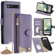 For Google Pixel 6a Crossbody Chain Fishtail Litchi Leather Phone Case(Purple) - Google Cases by PMC TechLife | Online Shopping South Africa | PMC TechLife | Buy Now Pay Later Mobicred